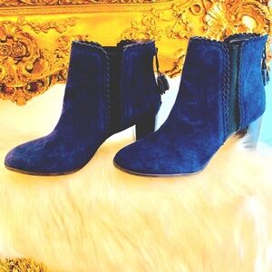 Alex Marie Navy Blue Suede Booties Size 10 Medium